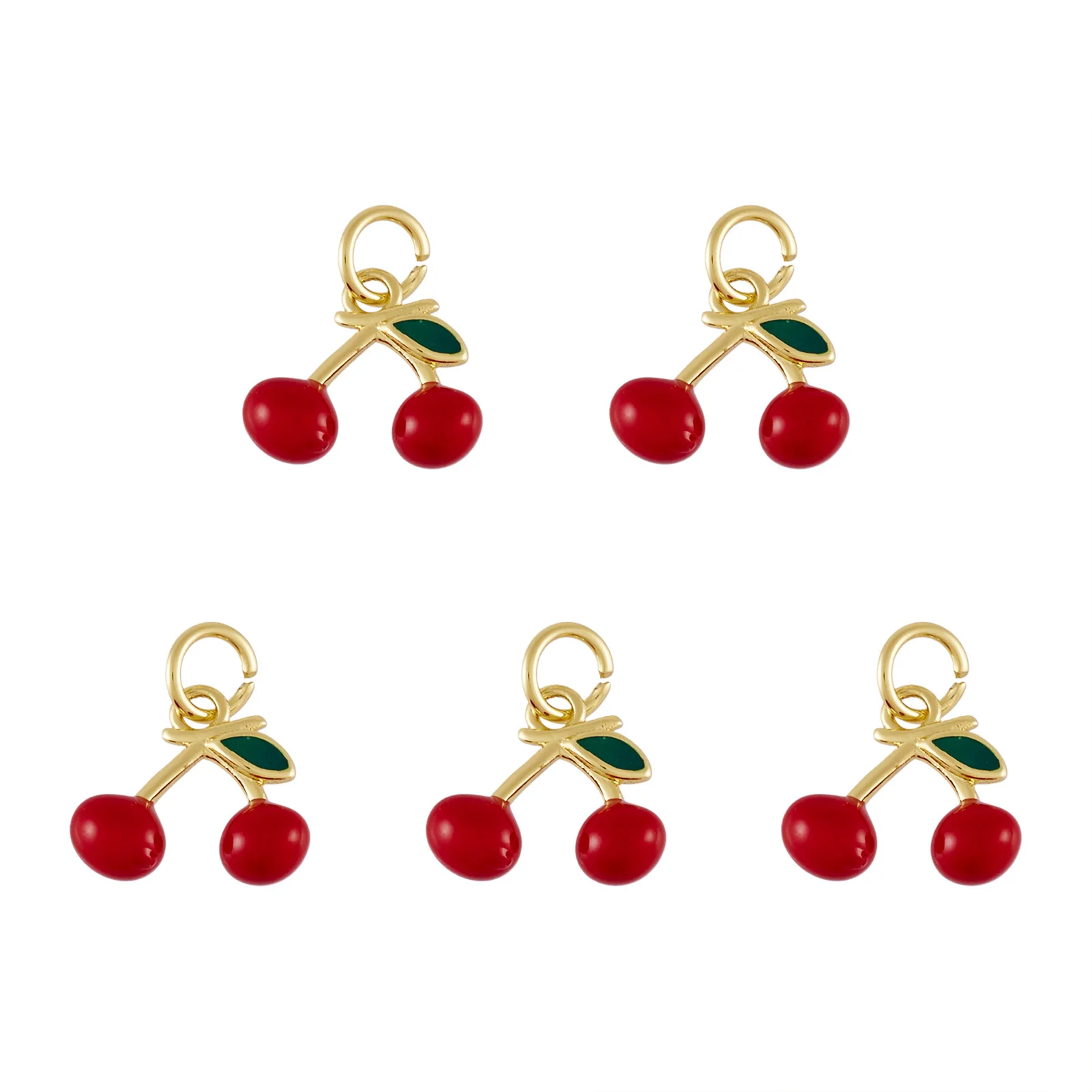 5pcs Metal Enamel Charms Long-Lasting Plated Gold Plated Cherry Red for Making DIY Jewelry Necklace Bracelet Earring Pendant