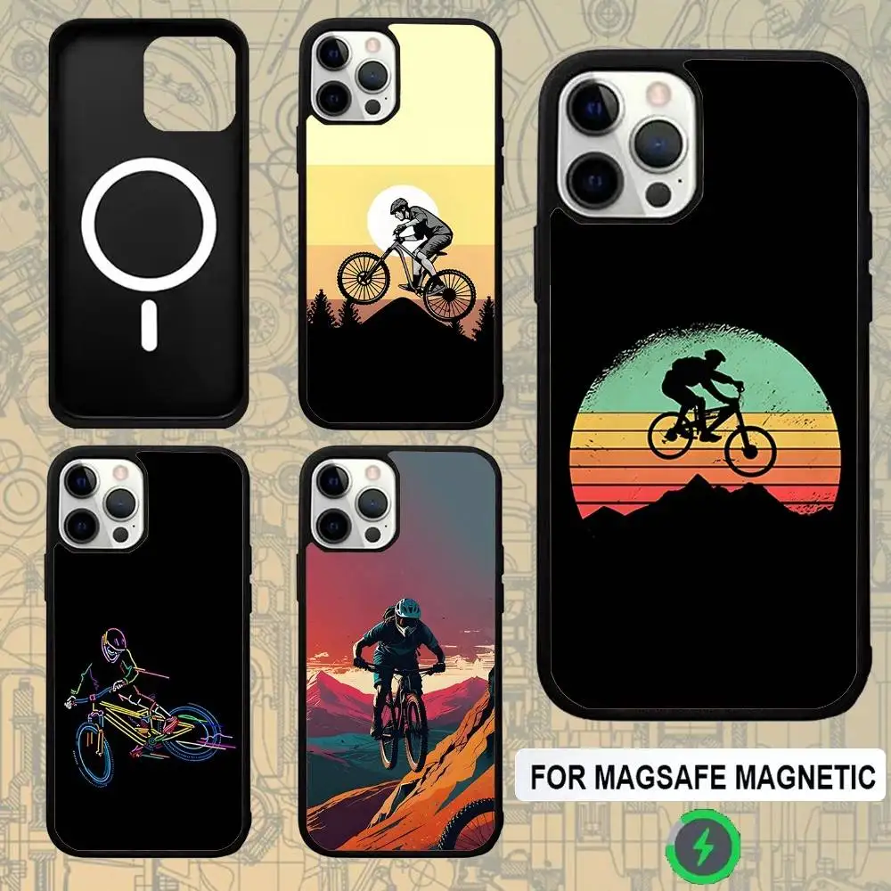 

Mountain Bike Bicycle MTB Phone Case For IPhone 16e,16,15,Pro,Max,14,Plus,13,12,11 Magesafe Magnetic Wireless Charge Cover