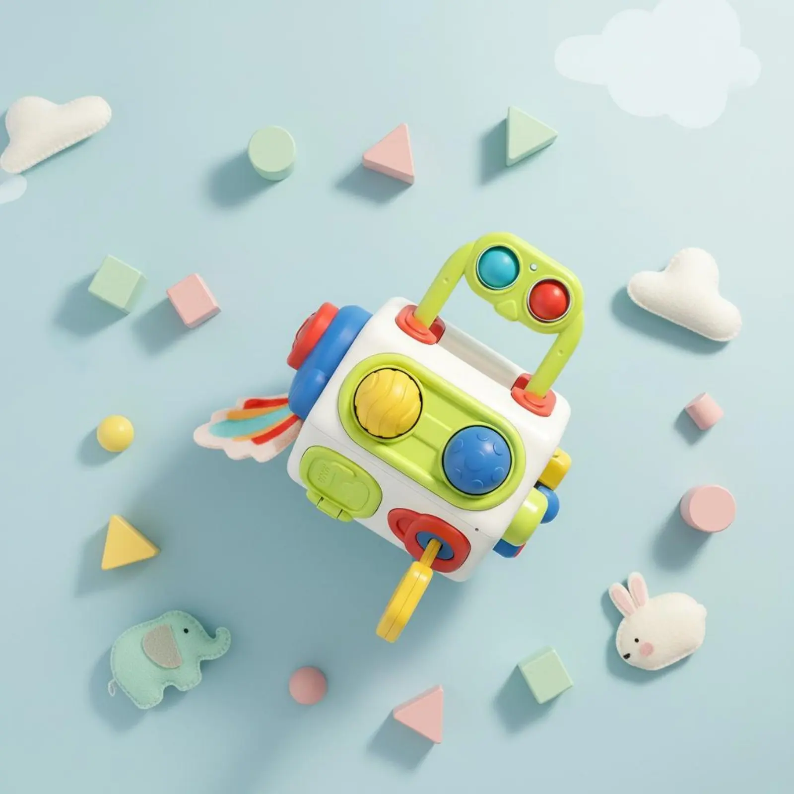 子供中心の学習キューブ-微細筋力開発-マルチアクティビティ-ビジーボックス-子供用アクティビティセンター-おもちゃ-ポータブルハンドル