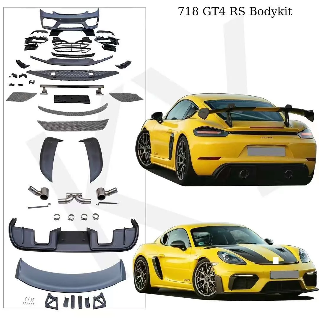 car body kit conversion for for por sche 718 upgrade to GT4RS style rear diffuser with exhaust pipes