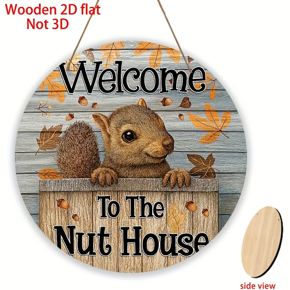 Cozy Fall Foliage Rodent Wooden Platter 2D Furniture Hanging Ornament Sleeping Quarters Lounge Entryway Gathering Seasonal