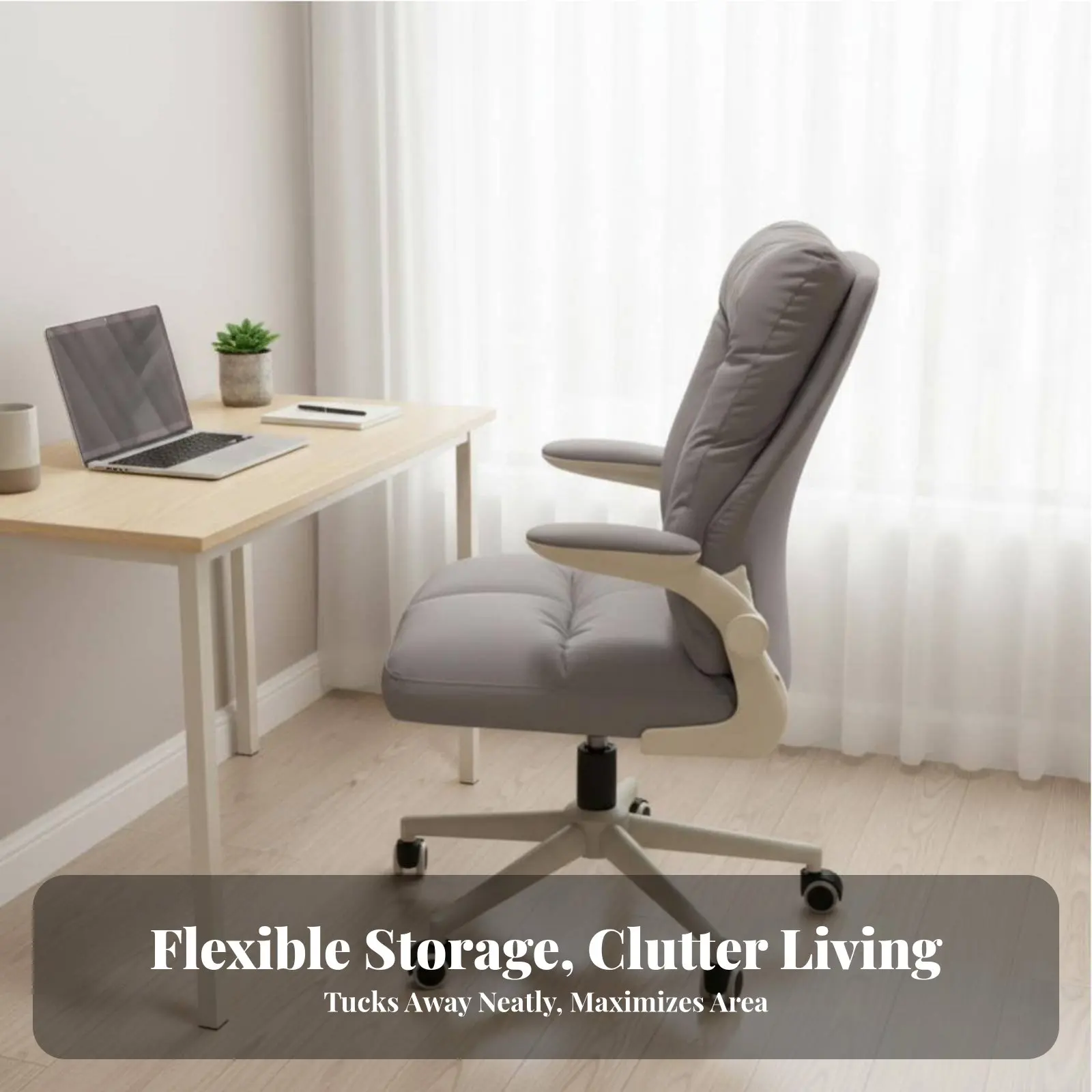 

Upholstered Caster Chair Adjustable Height Household Furniture With Spine-Supporting Support 360-Degree Rotate for Students