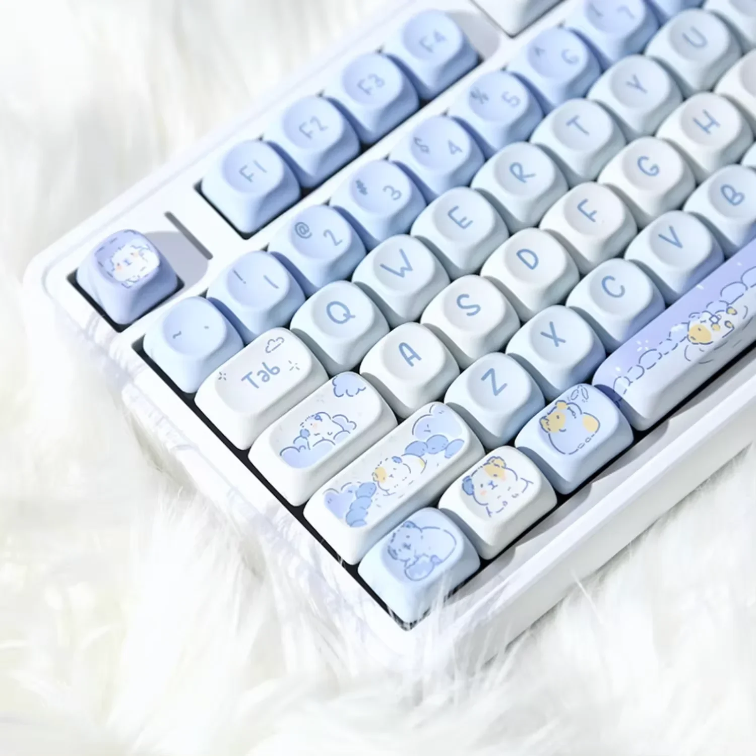 

MOA Keycaps PBT 132 Keys Light Blue Potato Treasure Heat Sublimation Suitable for 60/80/87/98/104/108 Mechanical Keyboards