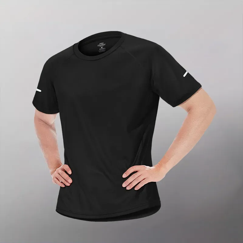 Herren Eisseide Schnelltrocknendes Sport-T-Shirt, Sommer Laufshirt mit Kurzen Ärmeln, Dünnes Atmungsaktives Fitness-Oberteil