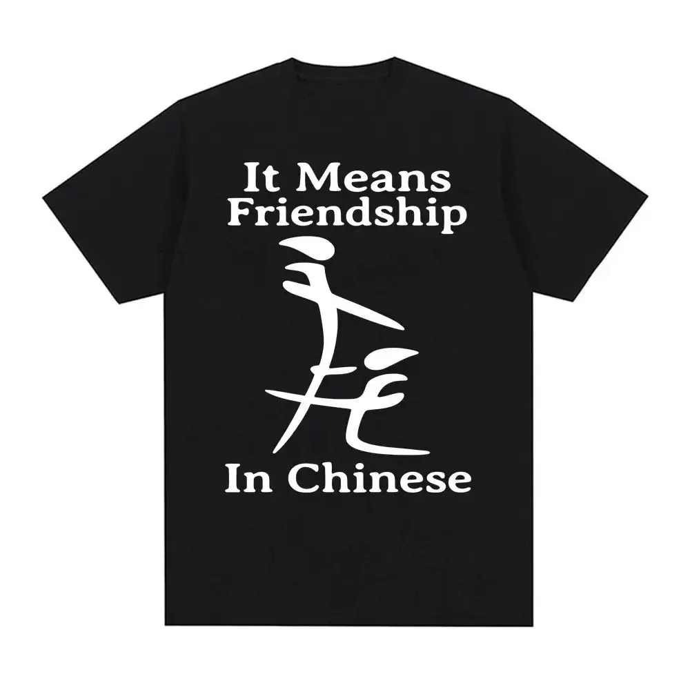 Fashion Humor Oversized T-shirt It Means Friendship in Chinese Funny Meme T Shirt UnisexMen Casual O-Neck Short Sleeve T Shirts