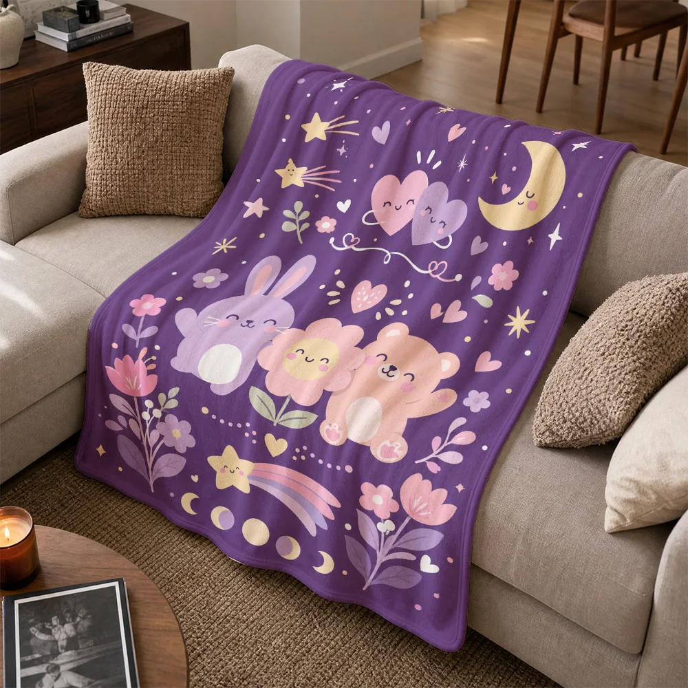 Adorable Kawaii Throw Blanket for Sofa Couch Nursery Decor Moon Stars Dream Plush Fuzzy Fleece Cozy Gift for Home Accent