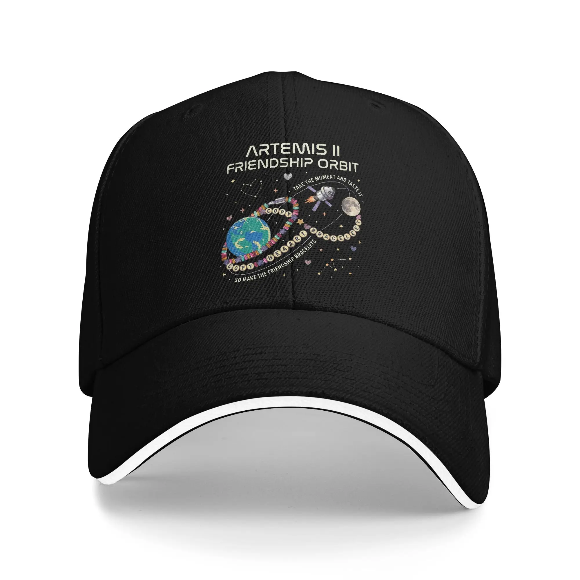 Artemis II Friendship Orbit Heart Copy Moon Joy Baseball Cap Vintage  Sandwich Caps for Men Women Adjustable Hats Cap Activities