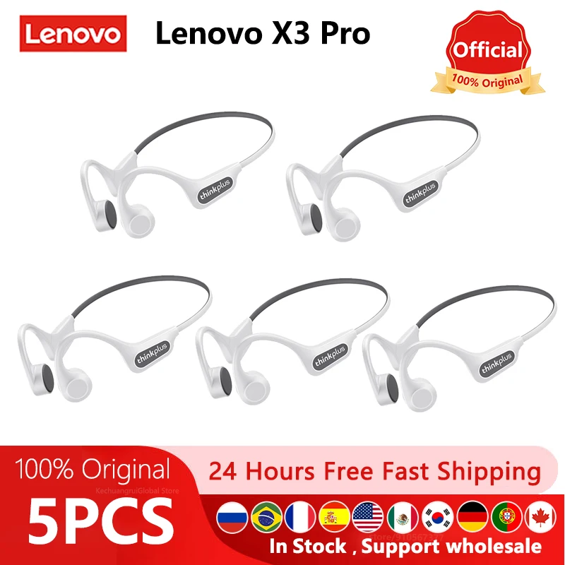 Original Lenovo X3 Pro Bone Conduction Wireless Bluetooth 5.3 Headphone 10pcs / 5pcs / 2pcs Ear Hook Sports Earphones Wholesale