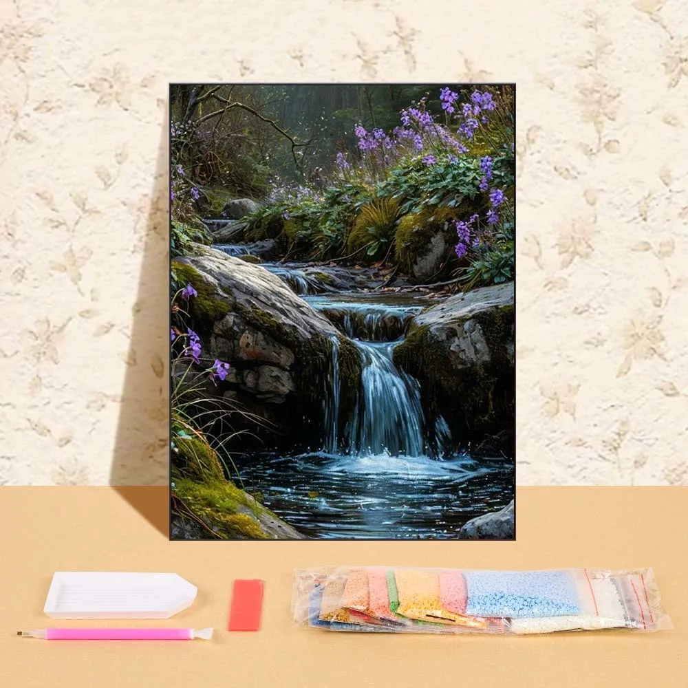 

Mountain Stream Diamond Painting Kit Landscape Full Round Drill Diamond Embroidery DIY Mosaic Art Home Decoration Adult Gift