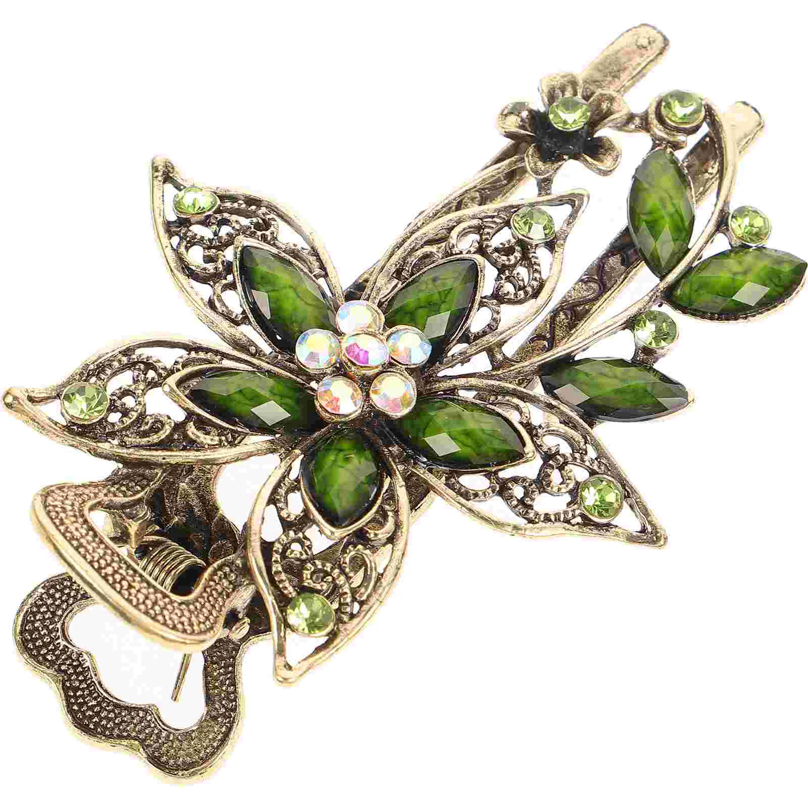 

Floral Hair Clip Vintage Hairclip Clamp Toppers Bride Flower Barrette Crystal Small