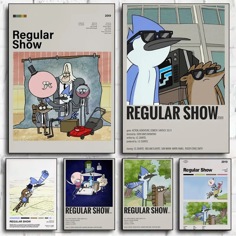 Cartoon R-Regular Show Poster Print Canvas Art Pictures Home for Living Room and Bedroom Wall Modern Decor Frameless Painting