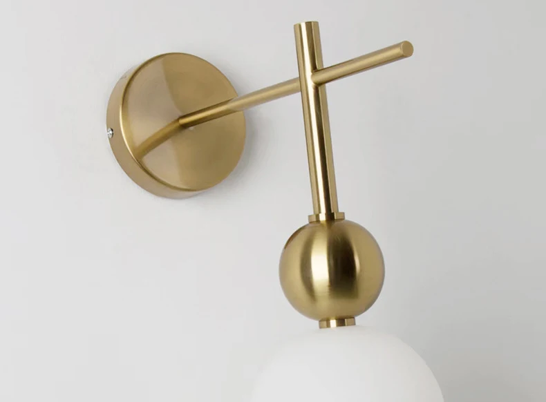 Design LED Wall Lamp White Acrylic Ball Gold Metal Bedrooom