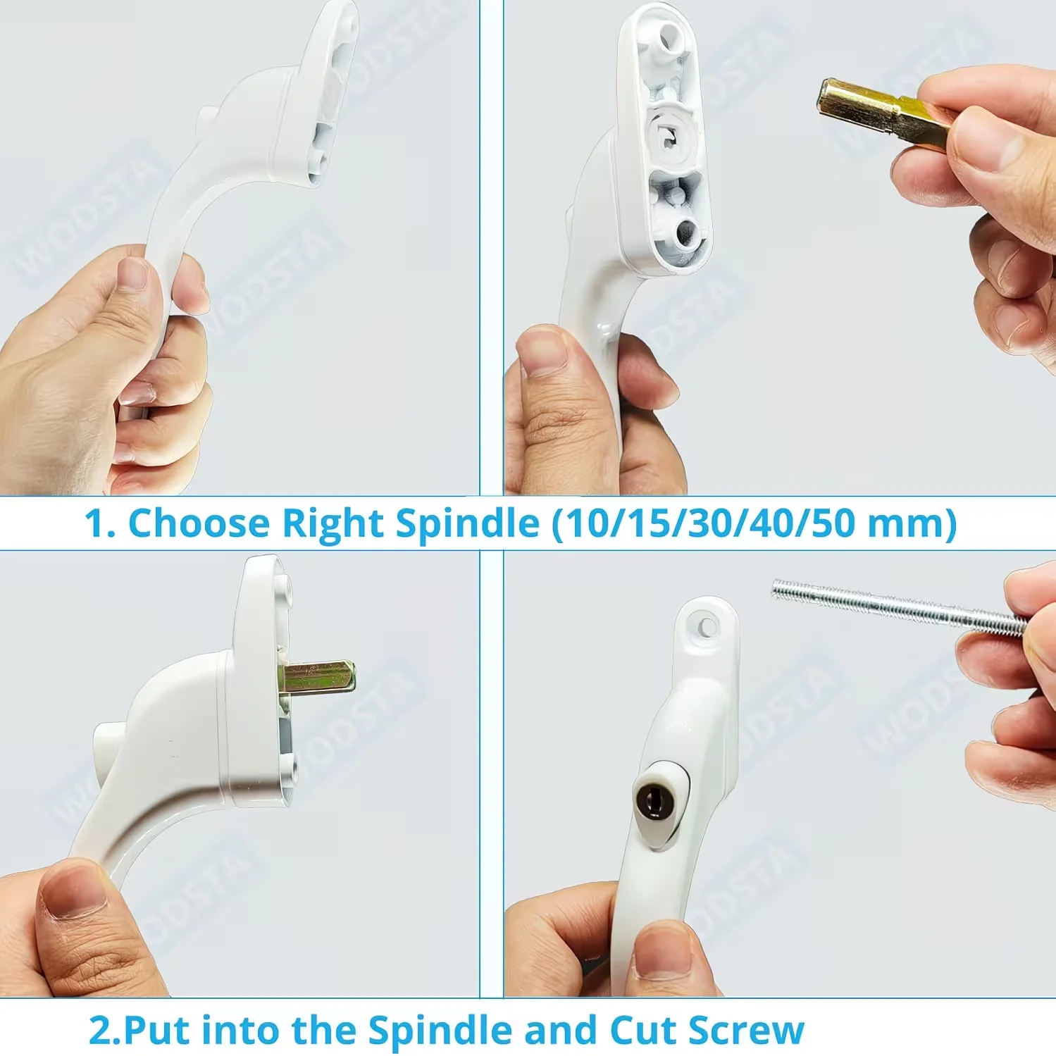 Picture 4: 2PACK UPVC Window Handle Universal Espag Key Locking For Double Glazing-White