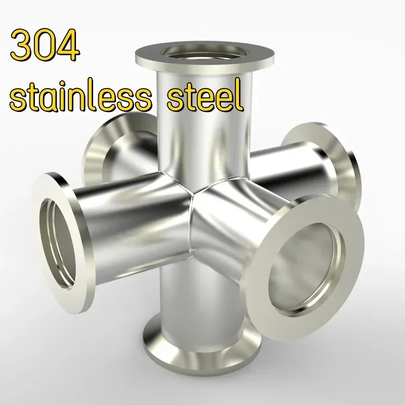 

KF16 KF25 KF40 KF50 Vacuum stainless steel 6-way six way vacuum cross flange, pipe joint made of 304 stainless steel ,pipe joint