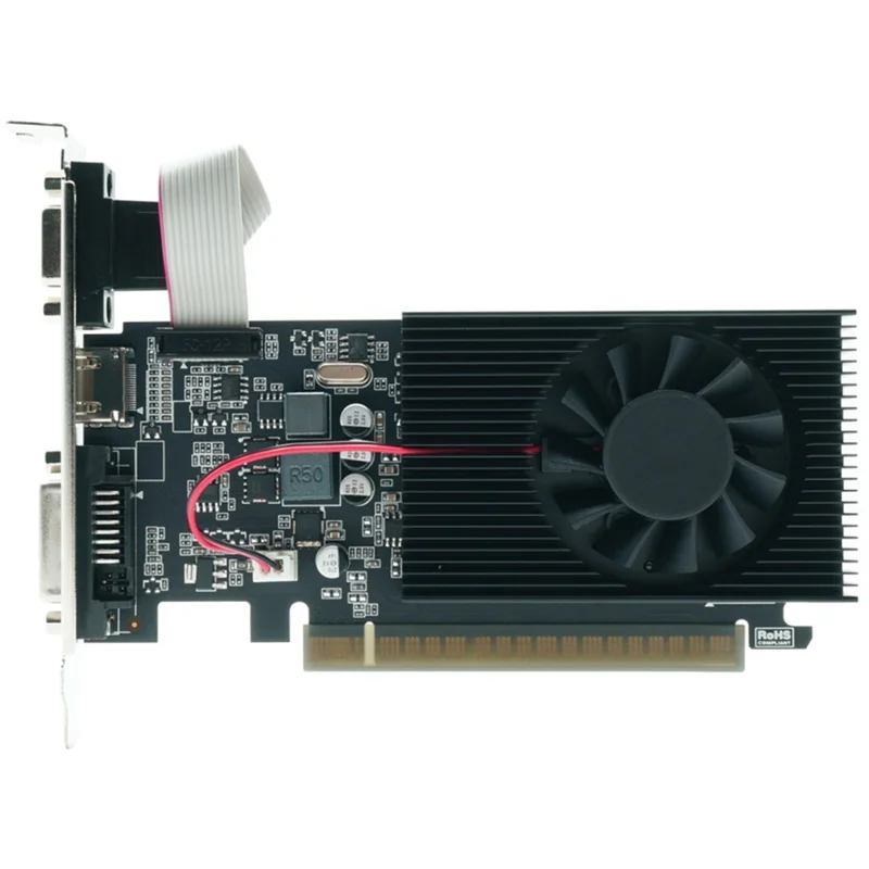 Tarjeta gráfica HFES GT730 de 4GB, tarjetas gráficas GT730 DDR3 de 128 bits GDDR3, Compatible con salida DVI y VGA