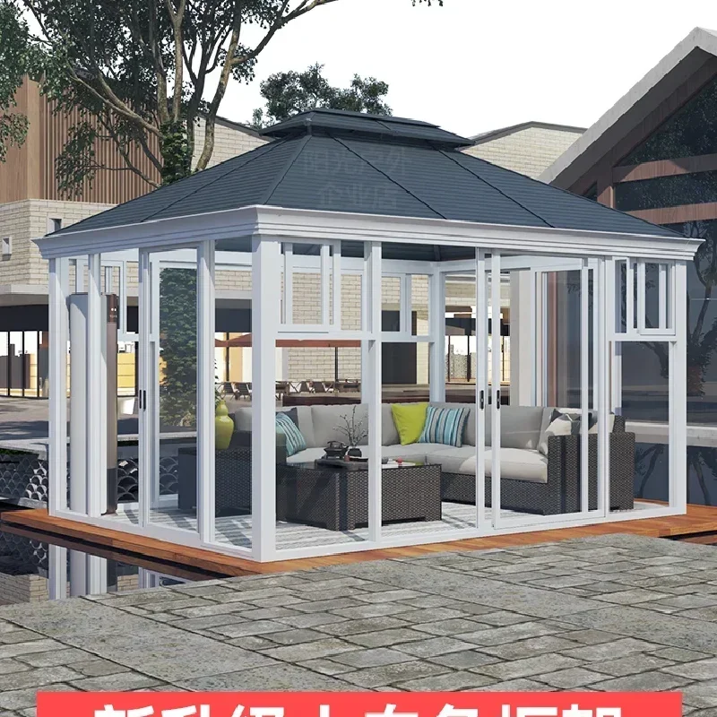 Sun Outdoor courtyard Garden Terrace Villa Quadrangle Pavilion Aluminum alloy Pavilion tent PC board assembly sun room