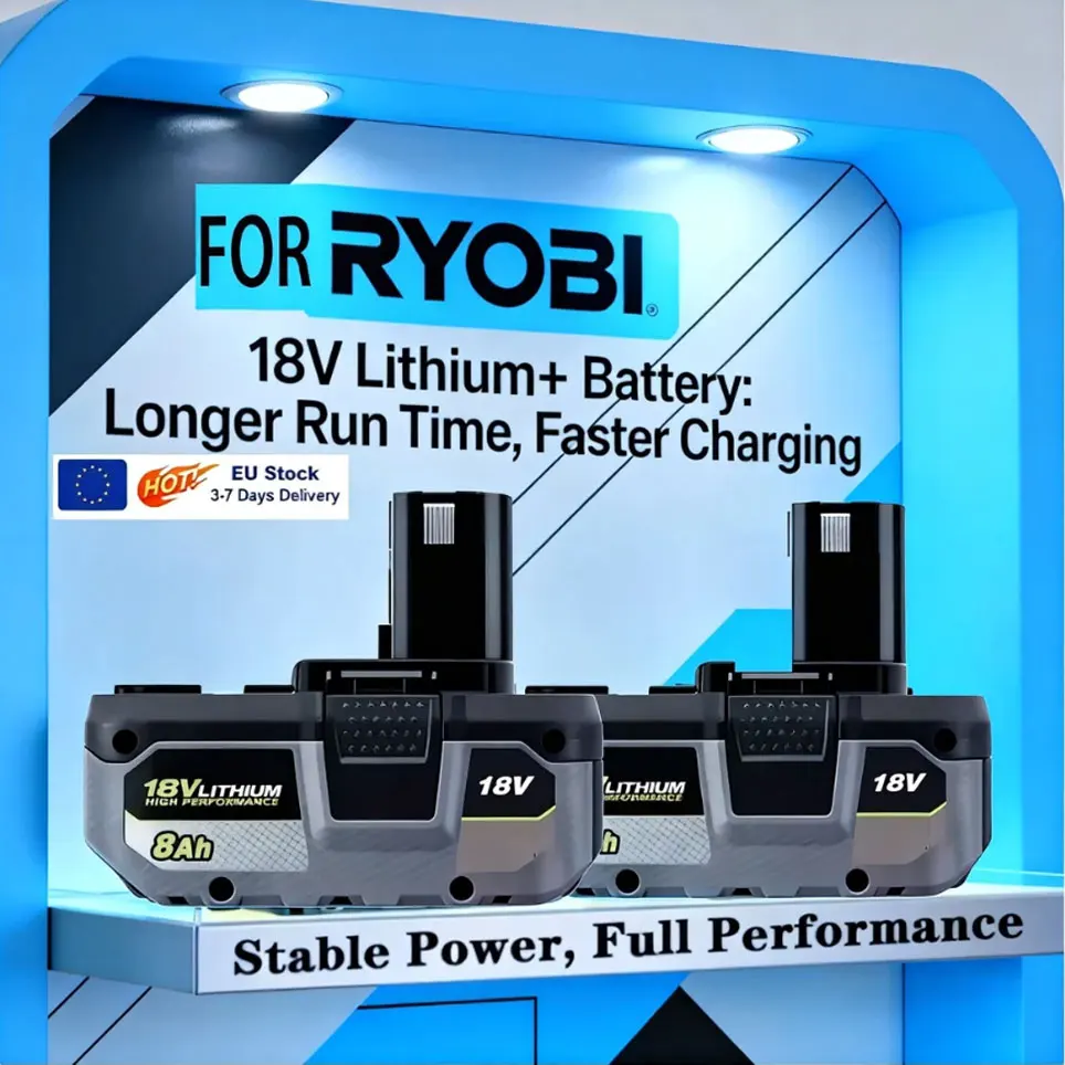 Für RYOBI Hochleistungs-Lithium-Akku 🤼 18V 8,0Ah ohne Speichereffekt und mit geringer Selbstentladung für alle Werkzeuge P108 P107 P109