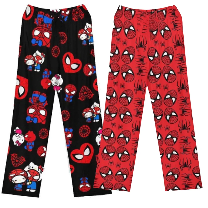 Pijama de hombre araña primavera y verano Edición coreana pantalones de pareja pantalones de Spiderman estampado niños hogar Casual pantalones largos para dormir