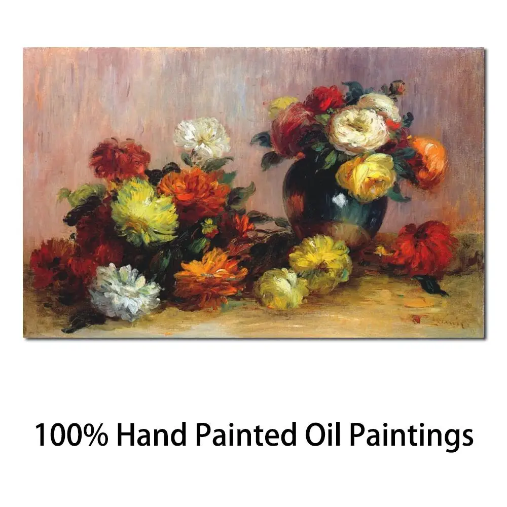 Canvas Art Bouquets of Flowers Pierre Auguste Renoir Painting Hand Painted Colorful Still Life Artwork High Quality Home Decor