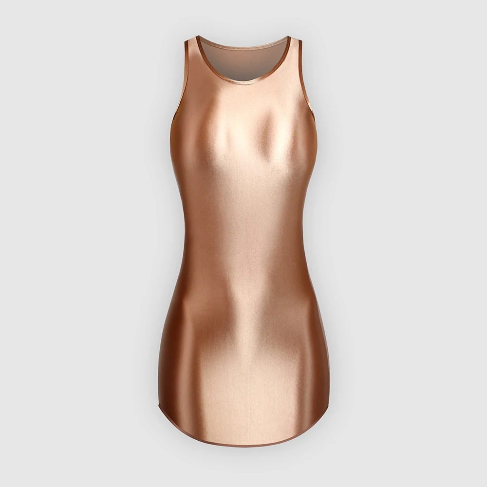 Mjinm Vrouwen Zomer Sexy Glanzende Billen Jurk One-Step Rokken Stretch Gladde Strakke Tanktop Lange Rok Bodycon Hip Wrap Jurken