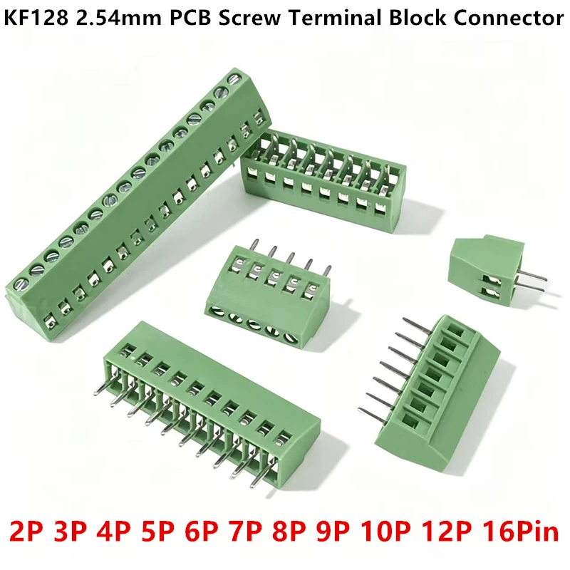 5/10pcs KF128 2.54mm Pitch Mini PCB Screw Terminal Block Connector for Wires 2P 3P 4P 5P 6P 7P 8P 9P 10P 12P 16P Terminal 2.54mm