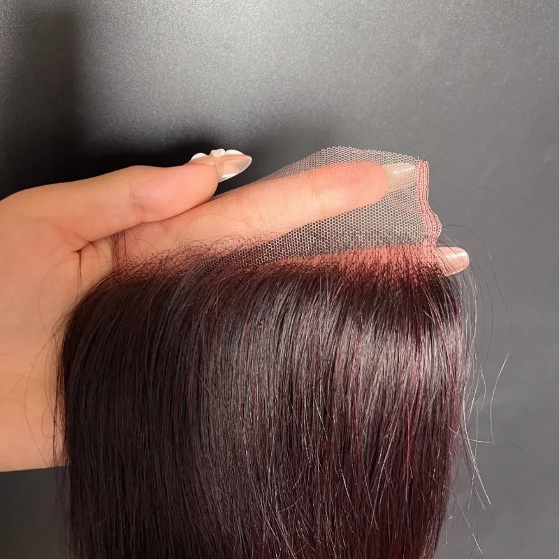 14A Цвет 1B/99J Прямые 4x4 Прозрачные кружевные застежки 100% необработанные бразильские человеческие волосы Remy Предварительно выщипанные детские волосы