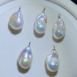 925 Silver Sterling Big Baroque Irregular Pearl Pendant with Classic Clasp and Freshwater Pearl 15-25mm P531