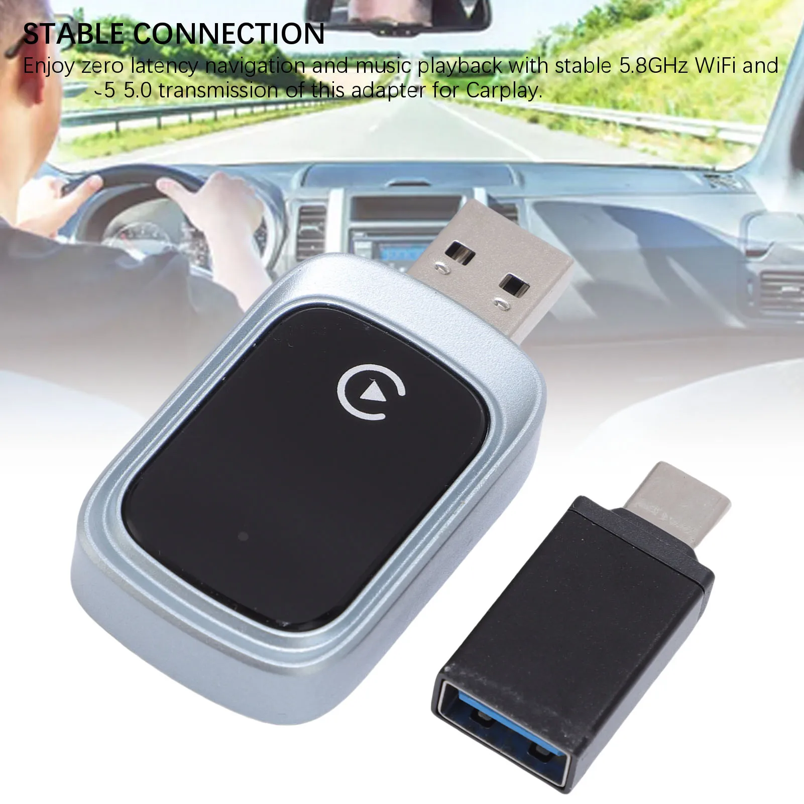Adaptador sem fio automático para ios com fio para adaptador carplay 5.8ghz wifi bluetooth 5.0 dongle sem fio para telefones ios