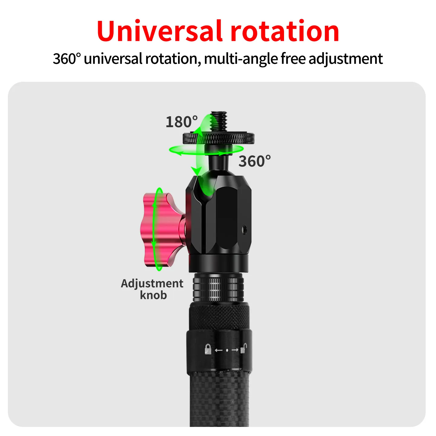 1,1 m Carbonfaser unsichtbarer Selfie-Stick mit 360-Grad-Kugelkopf-Klemme, verstellbar für Insta360 X6 X5 DJI Osmo 360II Action-Kamera – Detail 6