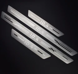 Car Door Sill Scuff Plate Stickers for 2021 Volkswagen ID.4 Stainless Steel Accessories VW ID4 Styling