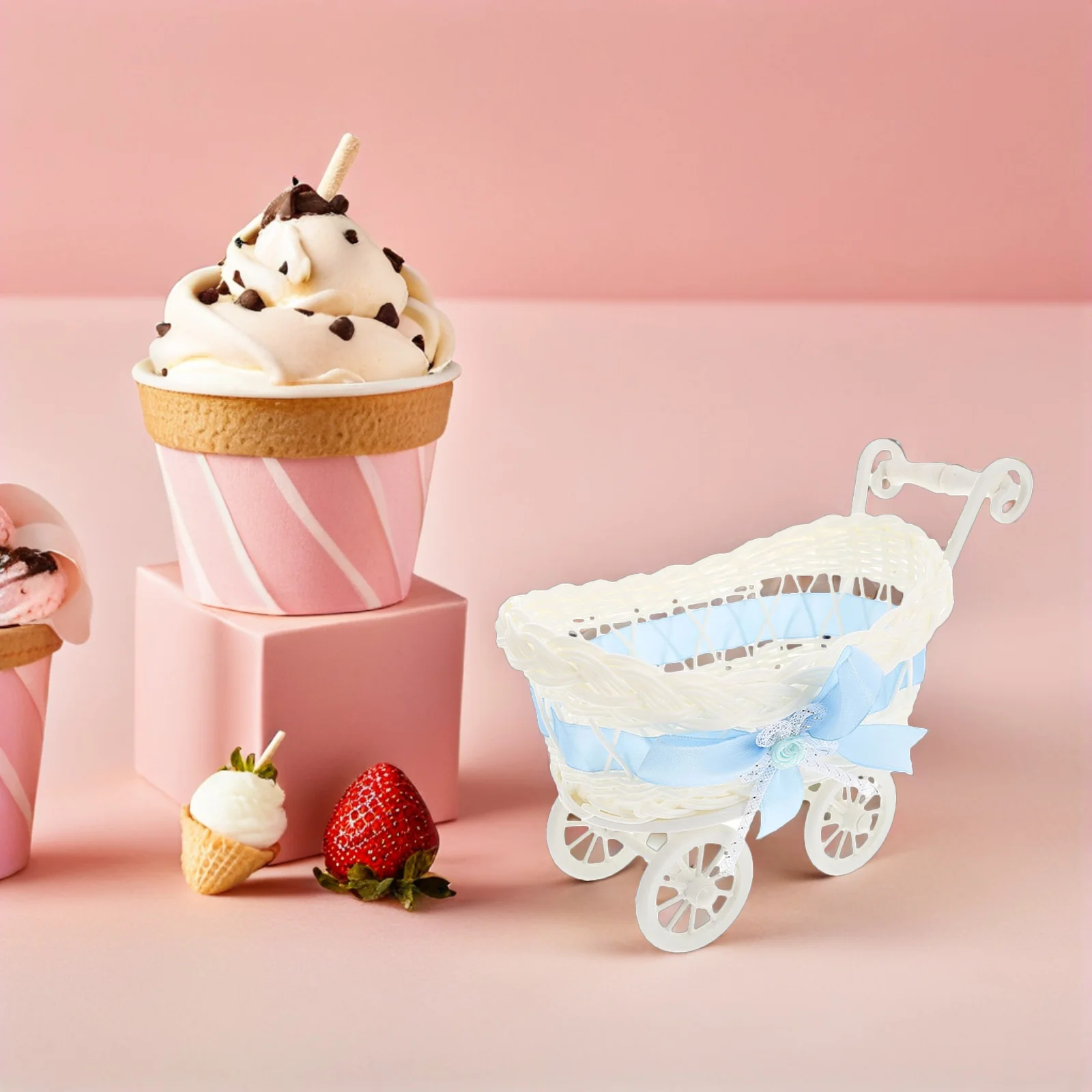 

2pcs Storage Basket For Candy Snack Food Sundries Home Decor Imitation Rattan Baskets Gift Party Supplies Organizer