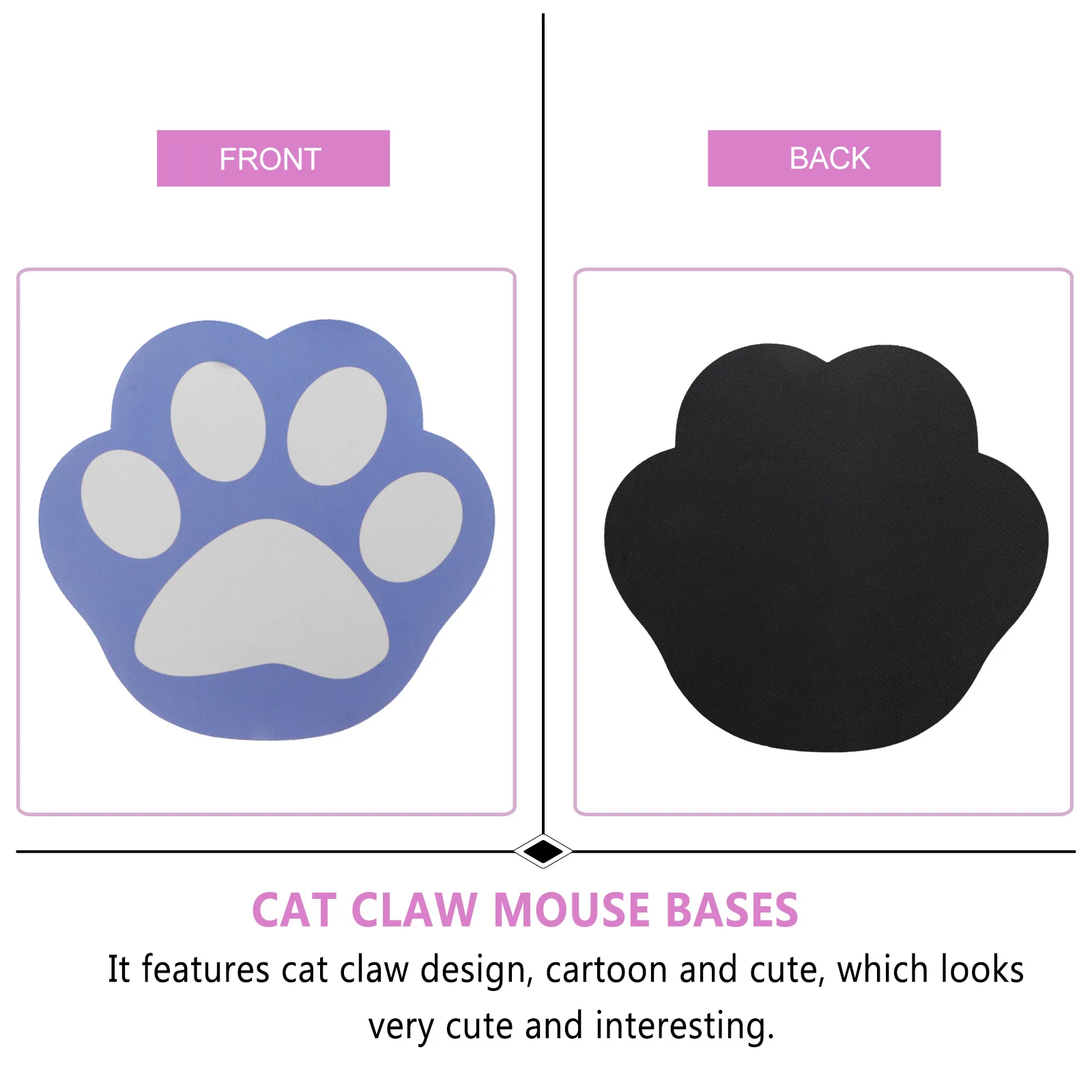 

2Pcs Cartoon Pad Cat Claw Design Rubber Cloth Anti Computer Lightweight Portable for Home Office Coffee Shop
