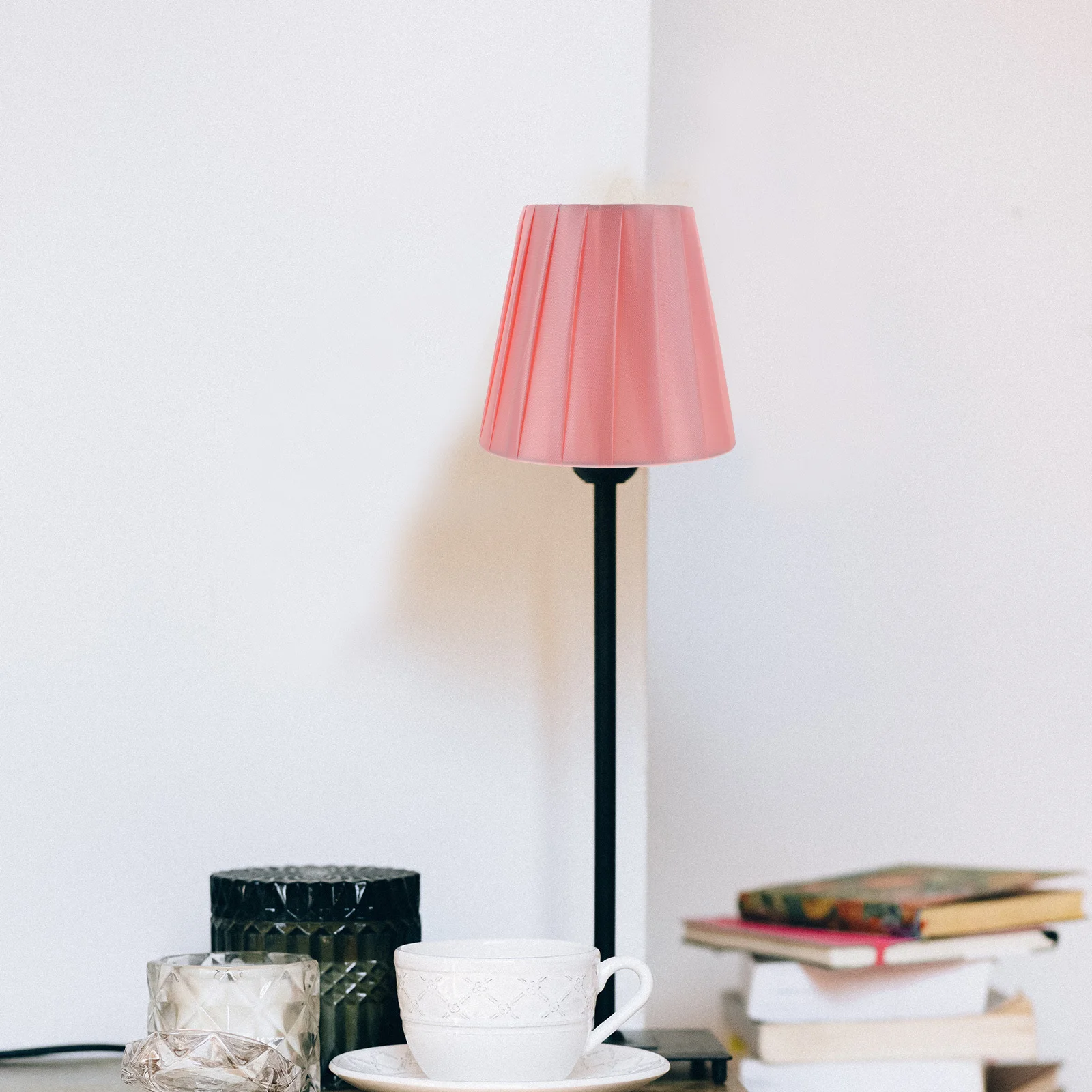 

2pcs Clip On Shade Pleated Fabric Table Lamp Shade Replacement For Desk Floor Bedside Lamp Decorative Cover Accessory