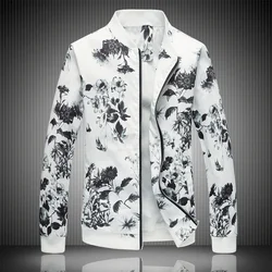 Spring Men's Jacket Prints, Plus Size Fashion Youth Jacket ,Summer Men's White Suits Coat  M-5XL 6XL