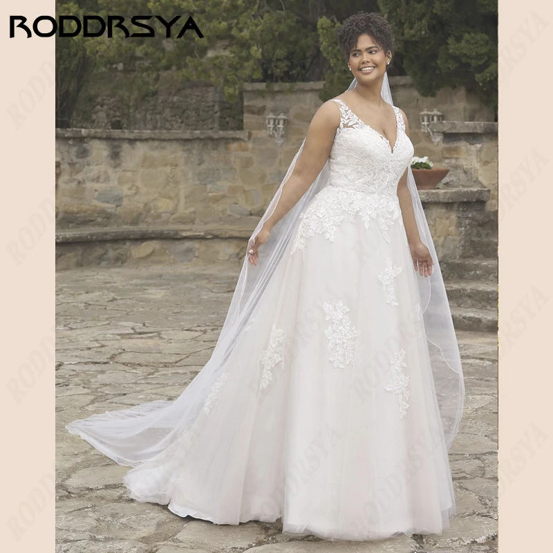 RODcurriculum YA-Robe de mariée dos nu à col en V, grande taille, robe de patients, robe A-ligne, tulle, fête de la mariée, appliques en fibre de dentelle YA-Robe de mariée dos nu à col en V, grande taille, robe de pat