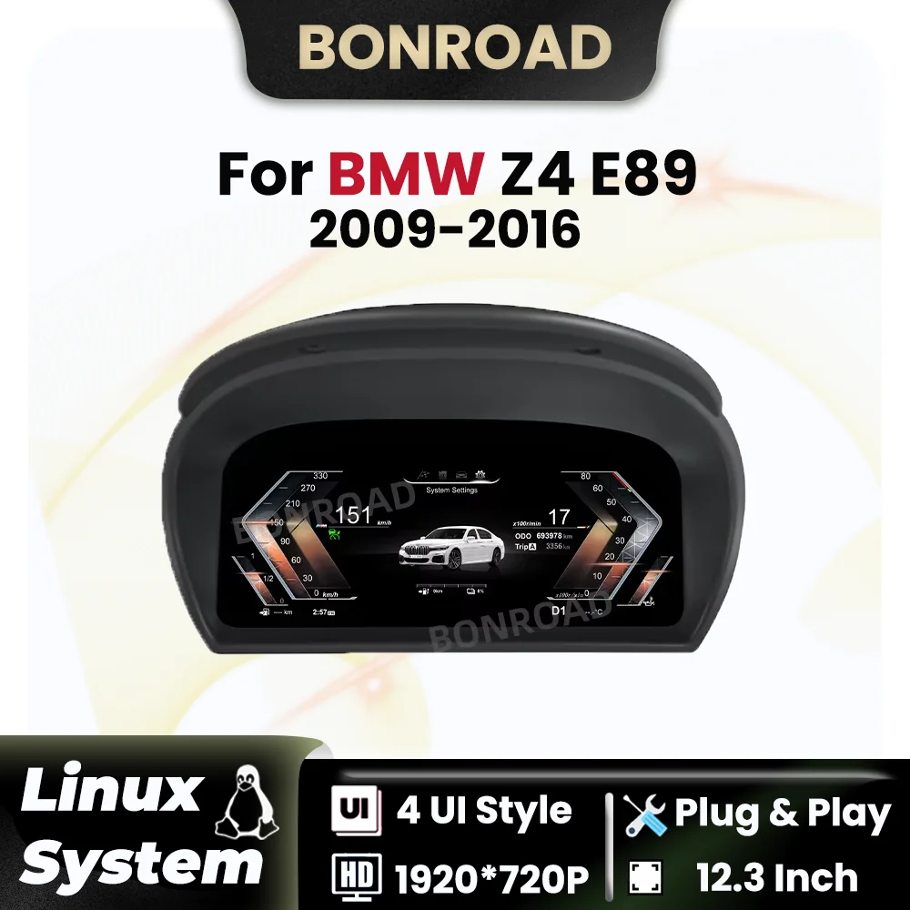 

BONROAD 12.3 Inch Linux Car Digital Dashboard For BMW Z4 E89 2009-2016 Panel Speedometer Virtual Cockpit Instrument Cluster