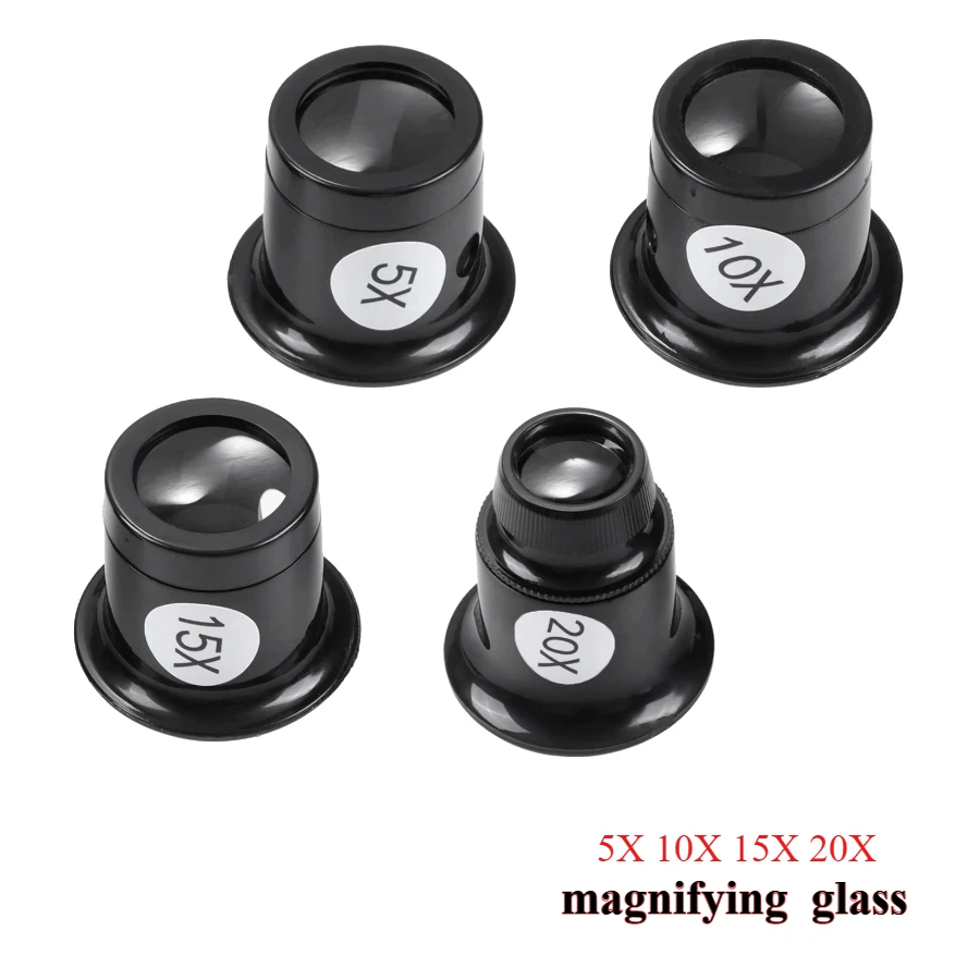 5X 10X 15X 20X Jewelers Eye Loupe Loop Magnifier Glass for Watchmaker Goggles Watch Repairing Magnifying Glass Set Tools