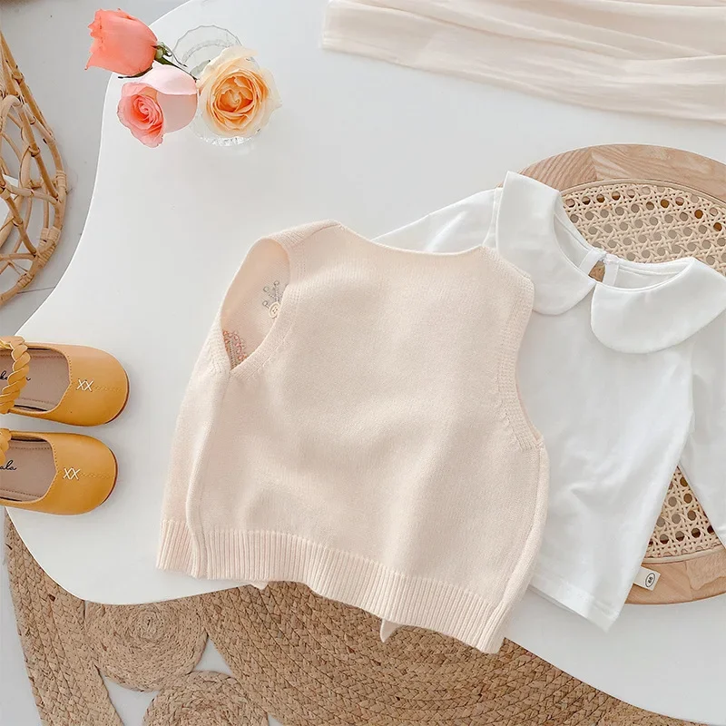 Girls' Sweaters 2025 Autumn Spring New Baby Girl's Cardigan SweaterJacquard Knitted Vest