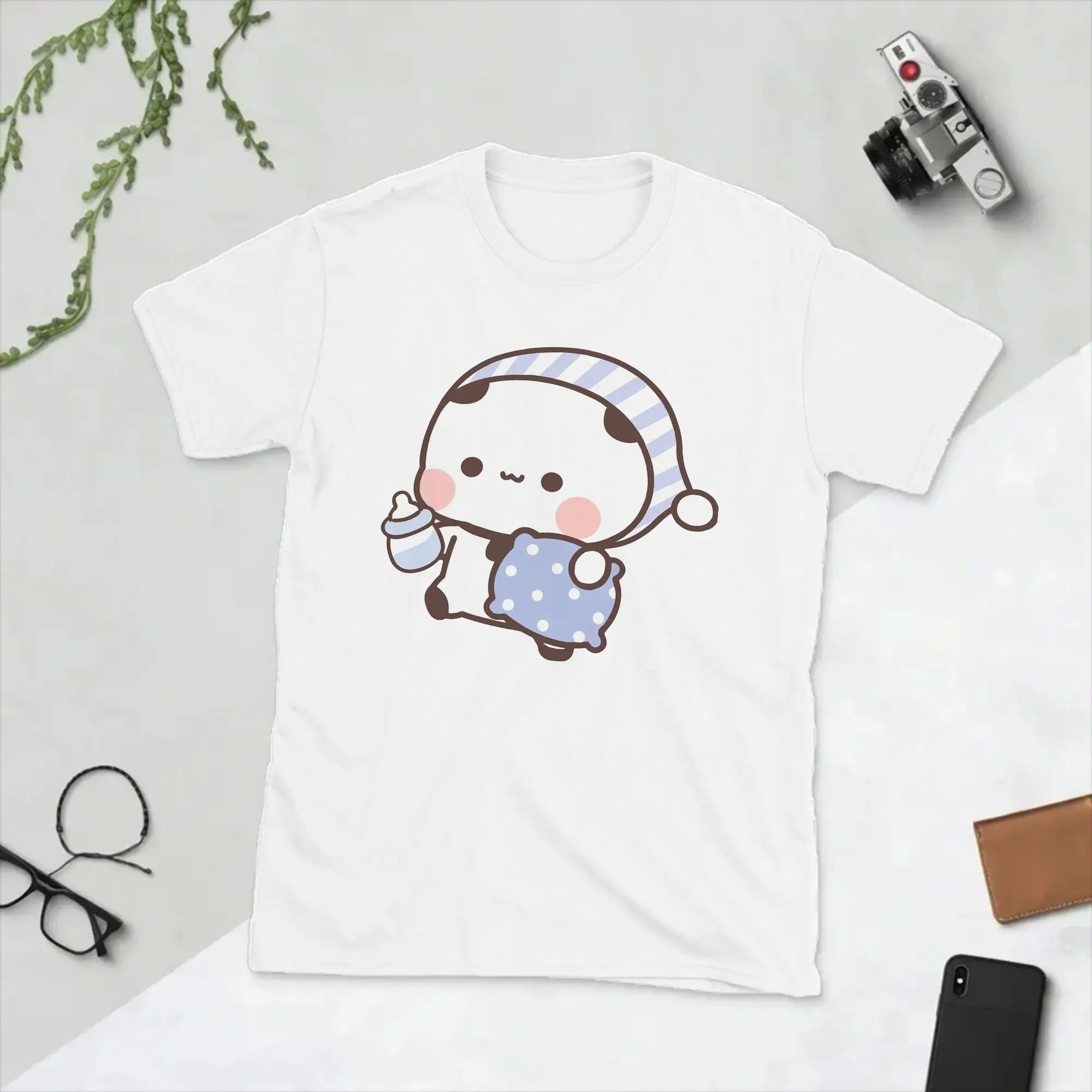 Men Bubu Panda Going to Sleep with Dudu Bear T Shirts  Cotton Clothing Novelty Short Sleeve O Neck Tees Plus Size T-Shirt