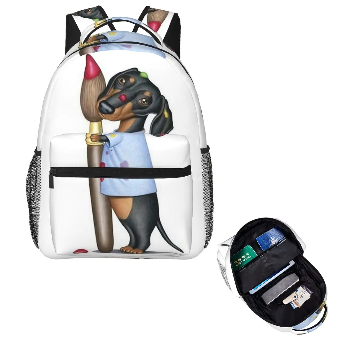 

Dachshund Dog Painting Art Backpack Hot Sale Daypack Large Capacity Children BookBag School Bag Shoulder Bags for Men Women