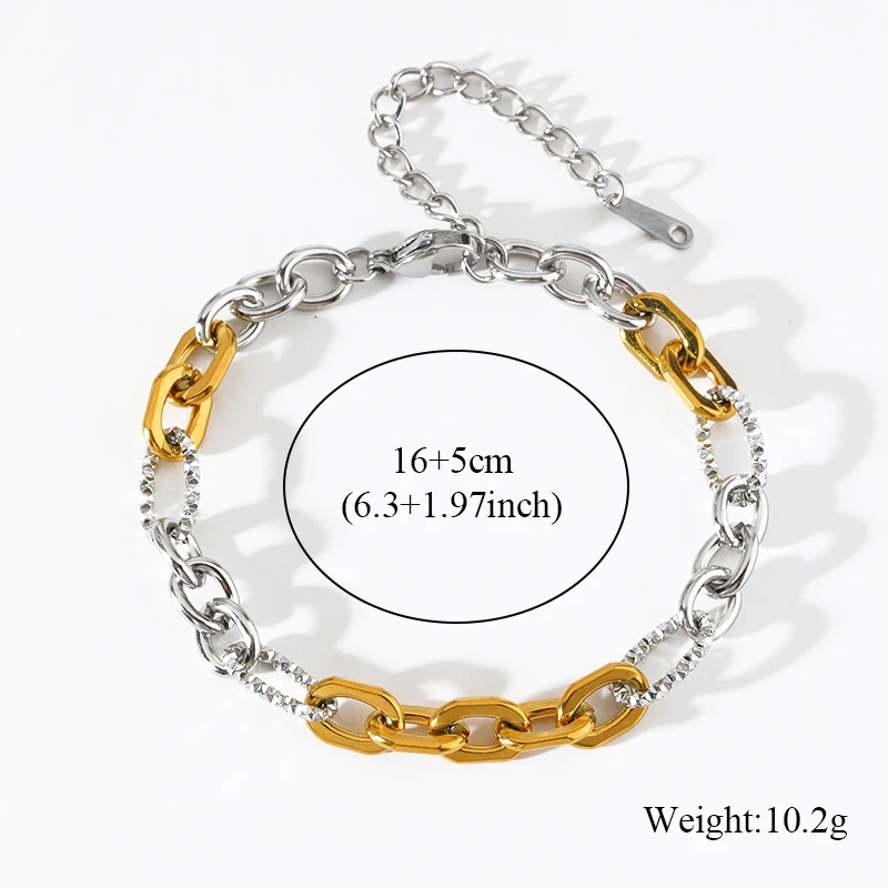 EILIECK 316L Edelstahl Silberfarben Hochwertiges Metallketten-Halsketten-Armband-Set Wasserdicht Beliebter Freizeitschmuck für Damen – Detail 9