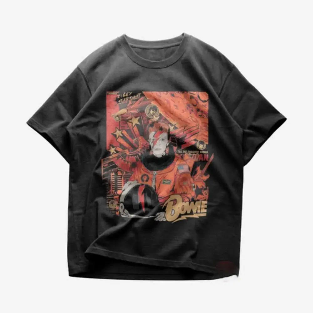 Jaren '90 Vintage Tops David Bowie T-shirt Muziekthema Losse Casual Losse Tees Print Katoenen Tops All-season Oversized T-shirt Unisex
