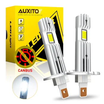 AUXITO 2x 12000LM Bezbłędna żarówka reflektora LED H1 Canbus H1 LED Samochodowe światło przeciwmgielne bez wentylatora Plug & Play Nowa aktualizacja Niepolarność