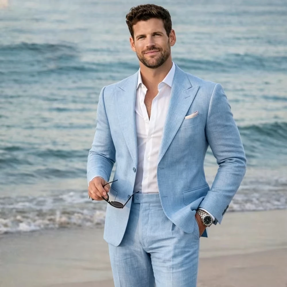 Linen Summer Suit Separates for Men 2 Pieces Wedding Groom Tuxedo Custom Blazer with Pant for Beach Destination Party 2026
