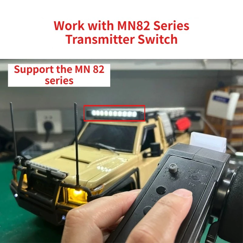 RC Pickup Upgrade Parts Custom‑Scale 3D‑Printed Roof Rack With Spotlights For MN82 82S 82Pro 1/12 Mod Replacement Accessories
