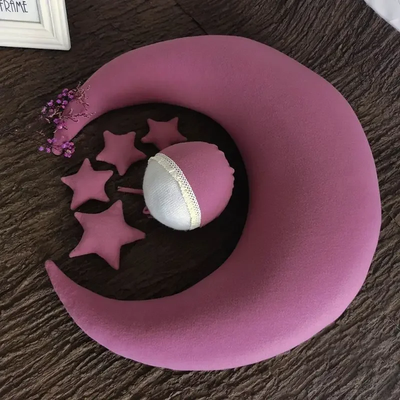 Almohadas de pose de media luna para bebé, accesorios de fotografía para recién nacido, lindo sombrero, frijoles, estrellas, juego de almohadas, fotografía infantil