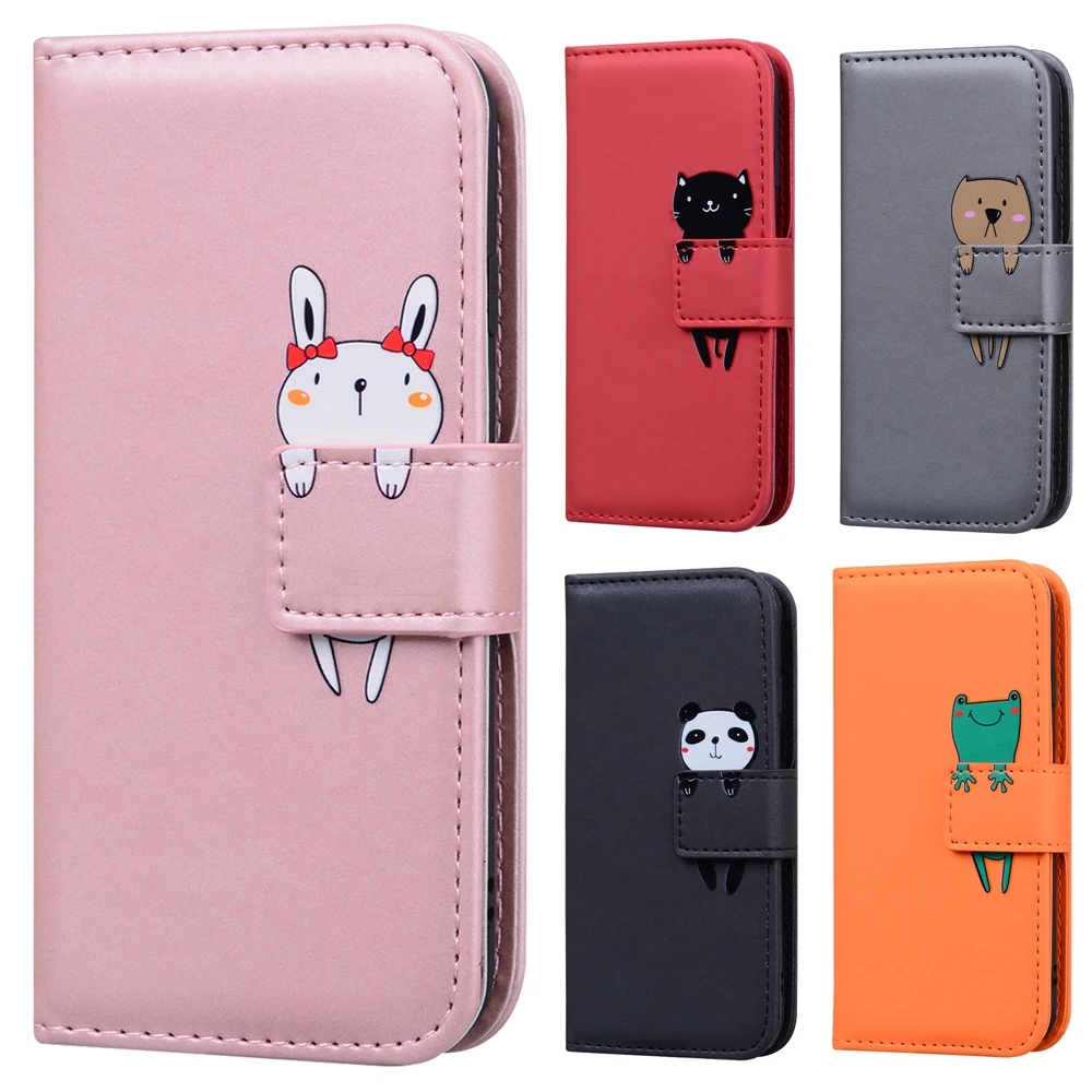 S24 Cute Leather Phone Case for Funda Samsung Galaxy S24 S23 Ultra S22 Plus S21 S20 FE S10 Cases Kawaii Animal Wallet Flip Cover