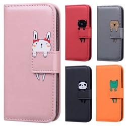 S24 Leather Phone Case for Funda Samsung Galaxy S25 S24 S23 Ultra S22 Plus S21 S20 FE S10 Cases Kawaii Animal Wallet Flip Cover