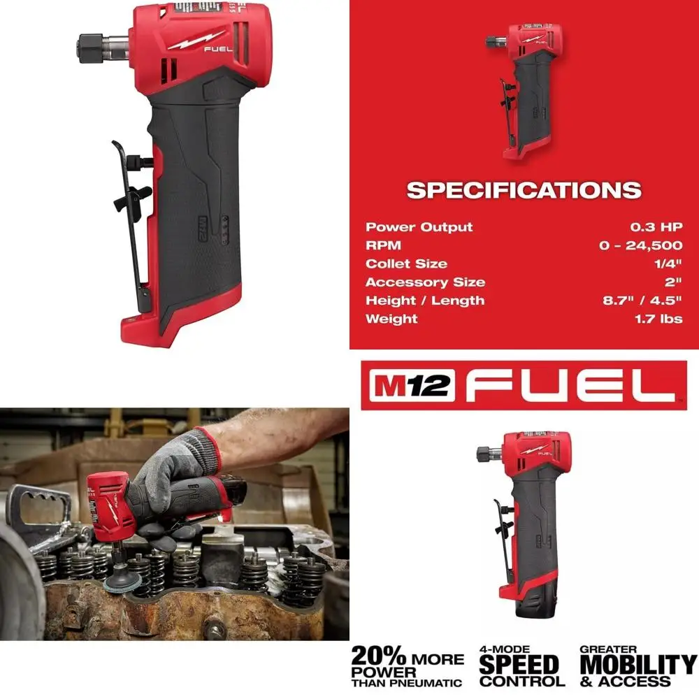 

12V 1/4 Inch Right Angle Die Grinder - High-Powered, Compact Tool for Precision Grinding and Polishing