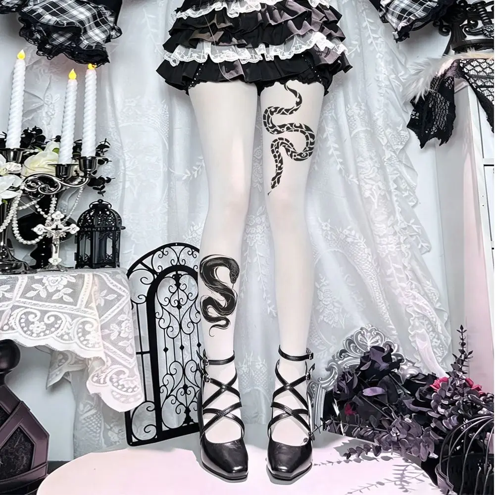 Y2K Velvet Pantyhose Plus size Footed Design Women Printed Tights Polyamide Fabric Regular Crotch Footed Tights Daily Matching